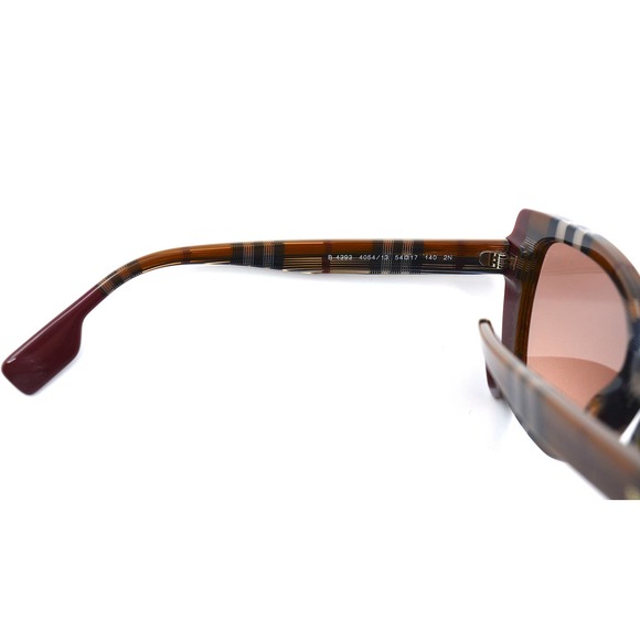 BURBERRY MERYL BE4393 CHECK BROWN BORDEAUX PINK GRADIENT SUNGLASSES - Picture 8 of 10